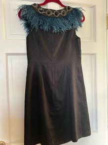 Free postage - Monsoon dress with feathered/jewelled neckline, size 10