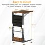 Foldable Side Table Bedside Table with Storage Bag, Metal Frame Coffee Table for Living Room Bedroom Office, Rustic Brown Image 3