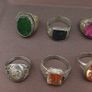 Antique Ring Collection Lot of 15 Mixed Brass Stone & Glass Rings Image 3