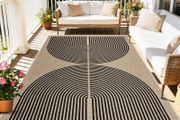 Living Room Rug, 160 x 230 cm, Jute Look Kitchen Rug, Natural Washable Rug, Black Brown, Non-Slip Rugs for Bedroom, Balcony, Entrance, Dining Room, Office Area Decor