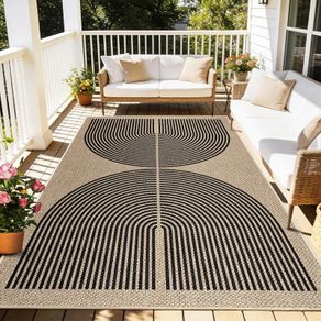 Living Room Rug, 160 x 230 cm, Jute Look Kitchen Rug, Natural Washable Rug, Black Brown, Non-Slip Rugs for Bedroom, Balcony, Entrance, Dining Room, Office Area Decor