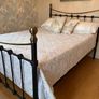 Black metal and brass double bed frame c/w mattress Image 2