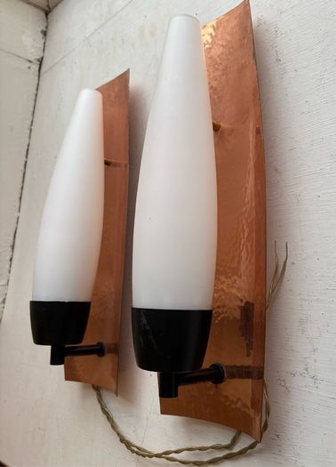 Retro vintage Mid-century Danish wall sconce lights X2 c1960