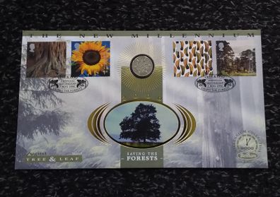 Great Britain Stamps : Benham Coin Cover - Tree and Leaf , Saving The Forests - The New Millennium Series 2000