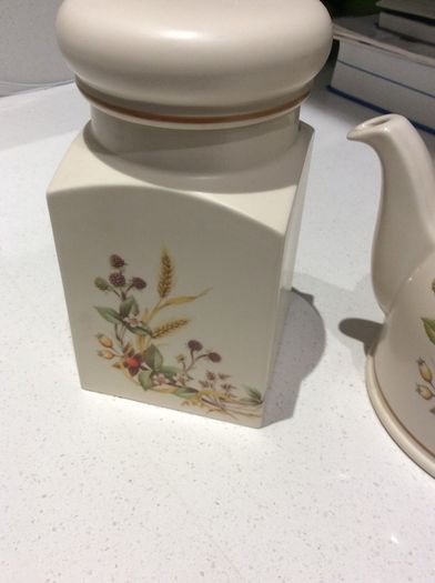 Vintage Marks and Spencer Harvest Design Tea pot and matching storage Jar