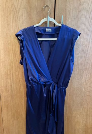 Blue silk dress philosophy di Alberta Ferretti 100% silk royal blue wrap style