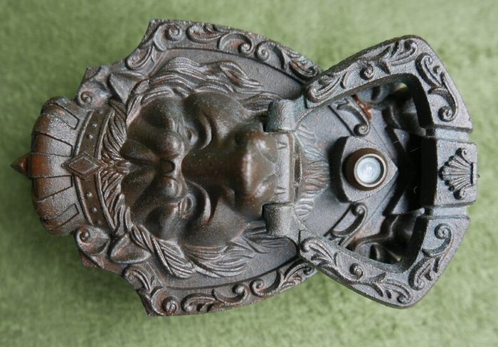 Vintage Door Knocker, Bronze Lion Head