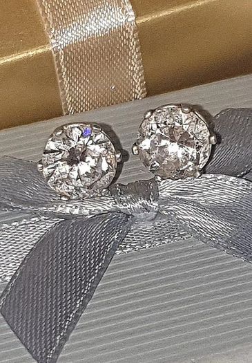 Vintage Hallmarked Silver White Sapphire Earrings