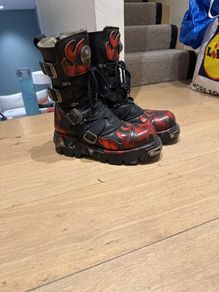 Vintage New Rock Flame Boots  Original 90s Pair