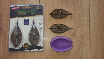 NEW - Size XL - Set of (2x60g) "Douglas" + (2x50g) ,,Aperio'' Mikado Method Feeder Q.M.F. System + Mould - Carp Tench Bream Feeder Method Pellet Dumbells Hybrid Roach