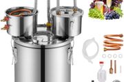 Alcohol Still, 5 Gal / 19 L Stainless Steel Water Alcohol Distiller with Copper Coil for Fast Cooling, Dual Condenser Distiller Kit with Secondary Distillation