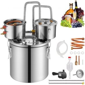 3 Gal / 11.4 L Stainless Steel Water Alcohol Distiller with Copper Coil for Fast Cooling, Dual Condenser Distiller Kit with Secondary Distillation