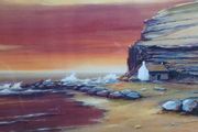 Can post! Vintage Framed Coastal Sunset Print ("A. Peters")