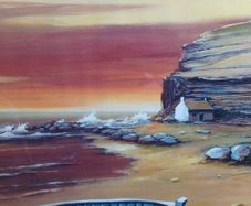 Can post! Vintage Framed Coastal Sunset Print ("A. Peters")