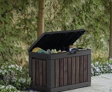 190L Kentwood Outdoor Garden Storage Box Rosewood | Compact, Weather Resistant Storage with Lockable Lid Multi Functional Design