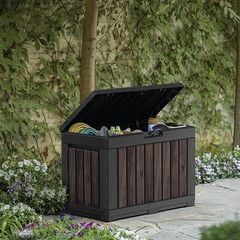 190L Kentwood Outdoor Garden Storage Box Rosewood | Compact, Weather Resistant Storage with Lockable Lid Multi Functional Design