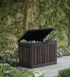 190L Kentwood Outdoor Garden Storage Box Rosewood | Compact, Weather Resistant Storage with Lockable Lid Multi Functional Design