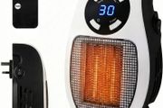 500W Ceramic Fan Heater with Remote, Plug In Electric Heater, Adjustable thermostat, 12 Hour Timer and LED Display, 2 Fan Speeds, Overheat Protection, Suitable for Home, Office (White, 500W)