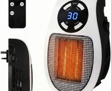 500W Ceramic Fan Heater with Remote, Plug In Electric Heater, Adjustable thermostat, 12 Hour Timer and LED Display, 2 Fan Speeds, Overheat Protection, Suitable for Home, Office (White, 500W)