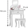 Girls Dressing Table (Age 3-7yrs) With Mirror and Stool, Childrens White Wooden Kids Vanity Table with Crystal Knobs Childs Dressing Table Set for a Kid Image 3