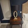 2 x industrial style wooden bedside lockers with 2 x lamps Image 3