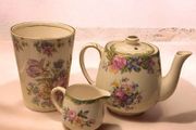 Vintage James Kent Windsor Floral Ceramic Set Teapot Creamer Vase Made in England