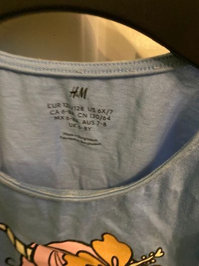 H&M girl's shirt blue unicorn 122 128