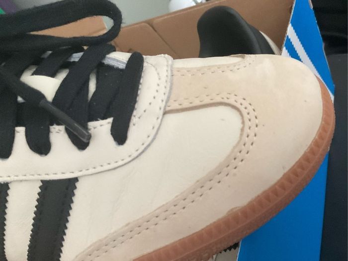 Cream and black adidas samba size 4.5 in box