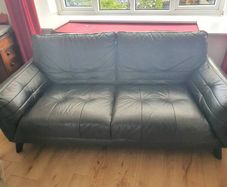 Black leather sofa