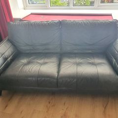 Black leather sofa