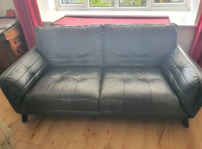 Black leather sofa