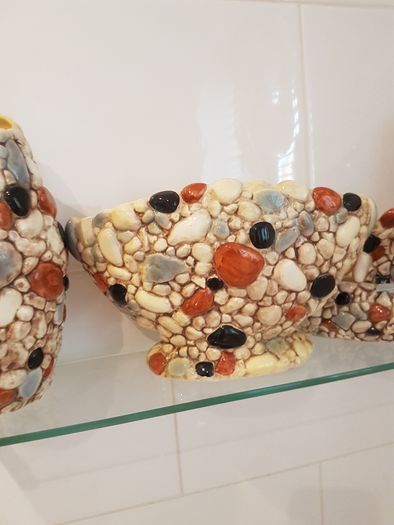 Pair Sylvac Pebble Range Vases. c1950s.Hand-Painted.