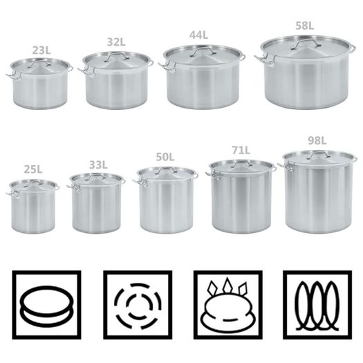 Stock Pot 58 L 50x30 cm Stainless Steel
