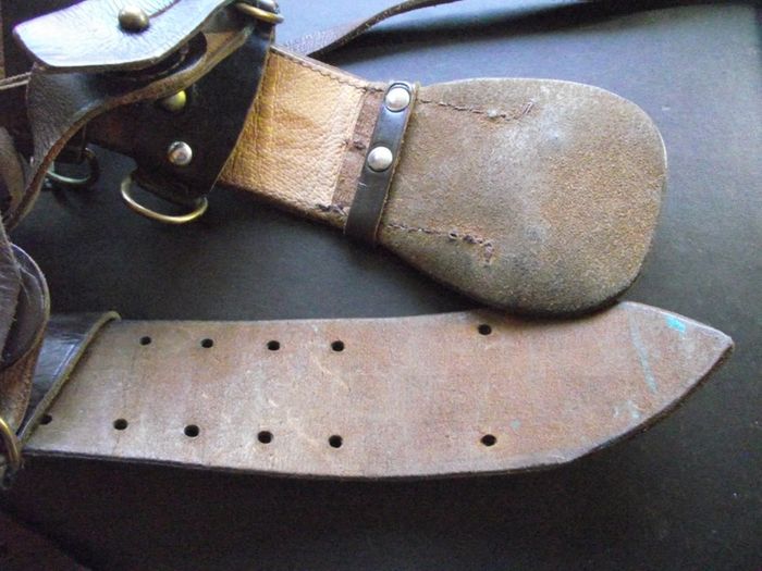 1970s Soviet Military Army Officer's Leather Sam Browne Belt with Field Bag Map-case