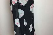 Dark grey floral knee length tea dress size L Uk 14 BNWTS postage included