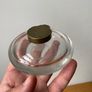 Hand Blown Round Glass Vintage Inkwell with Brass Hinged Collar and Lid c1900 Image 3