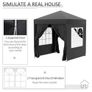 2x2m Popup Gazebo Party Tent Pavilion Black with 4 Sides Image 5