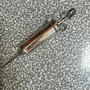 Vintage stainless chrome medical device  "Fannin Dublin" ear syringe  horror prop