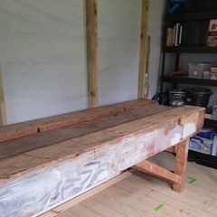 Vintage wooden workbench (very large and heavy)