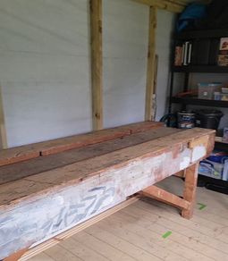 Vintage wooden workbench (very large and heavy)