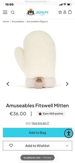 New Season JELLYCAT Amuseables Fitswell Mitten