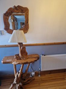 irish bog oak table lamp and mirror