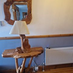 irish bog oak table lamp and mirror