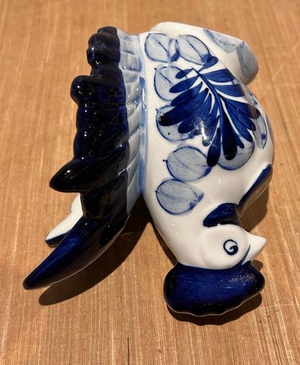 Blue And White Ceramic Cockerel / Rooster Ornament