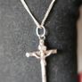 Vintage Sterling Silver 925 Rose Cross Pendant on Chain 4,2g length - 17" Image 7