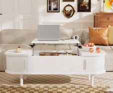 Coffee Table with Lift Top - Wooden Modern Centre Table with Unique Textured & Hidden Storage, for Living Room, Bedroom, Small Space, Home Office