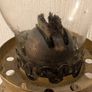 Oil Lamp Antique Victorian Brass Column Oil Lamp  Duplex English Made with Etched Glass Globe & Chimney Image 3