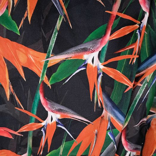 Karen Millen Black Orange Bird of Paradise Floral Halter Neck Fit and Flare Dress 14UK/42EU
