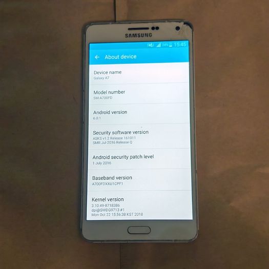 Samsung Galaxy A7 (2015) - 16GB - White - Dual SIM - Working