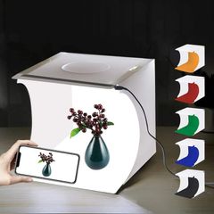 Mini Photo Studio Box, 20cm Portable Light box Tent Kit, White Folding Lighting Softbox with 20 LED Lights + 6 Backdrops for Product Display